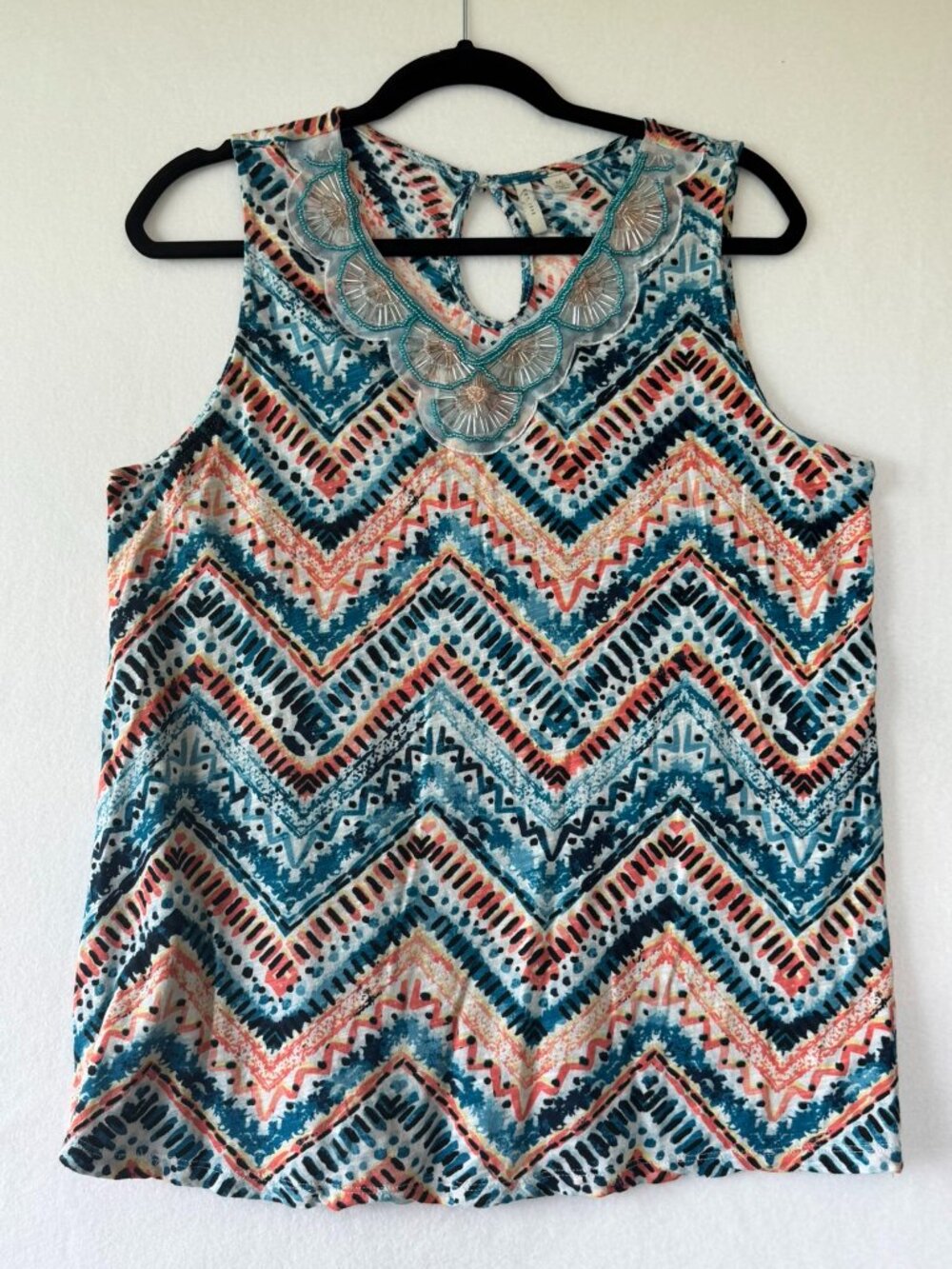 EST. 1946 Beaded Sleeveless Top – Women’s Medium | Boho Chic